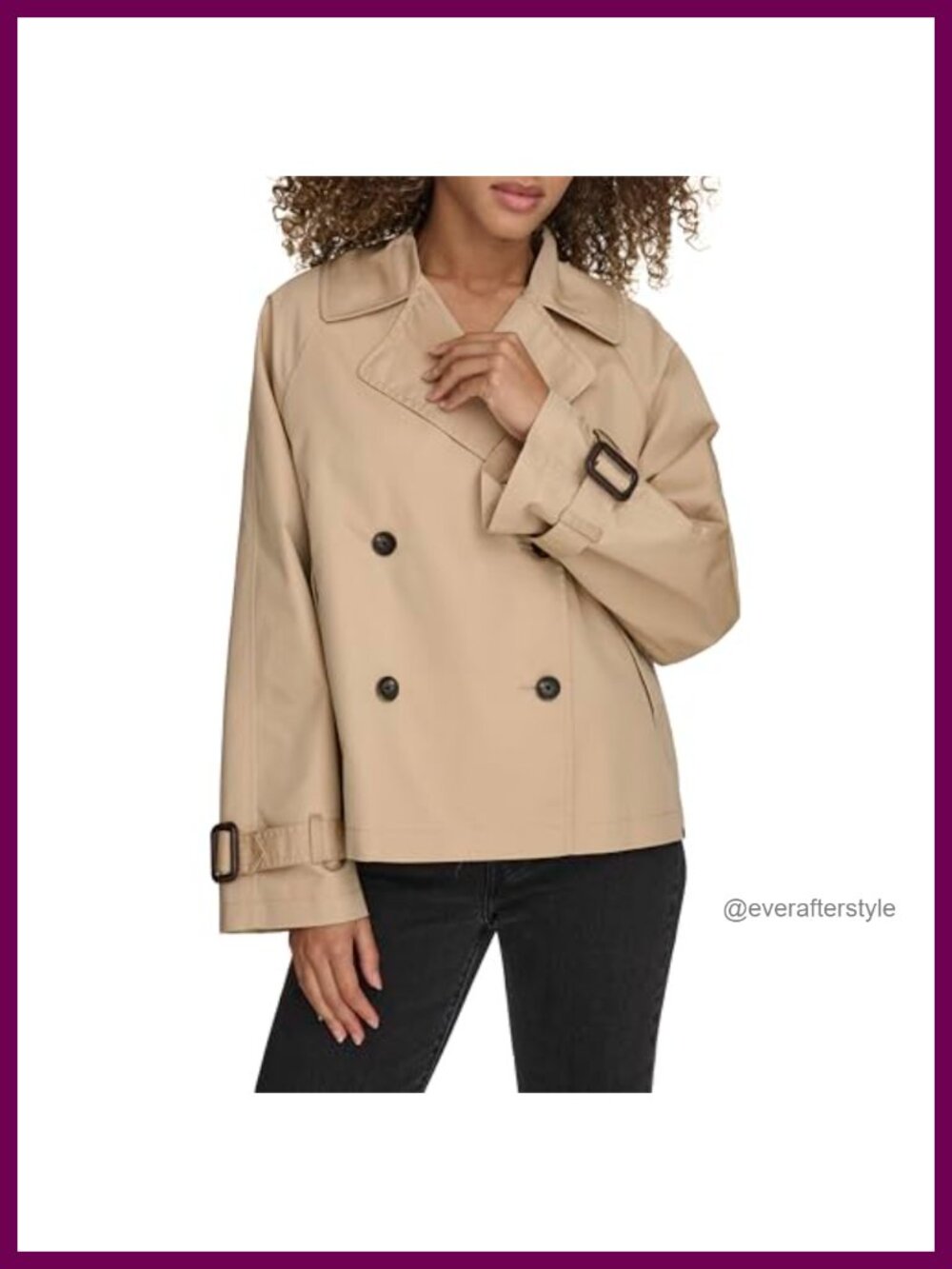 Short Double Breasted Trench Coat Cropped Button Front Jacket